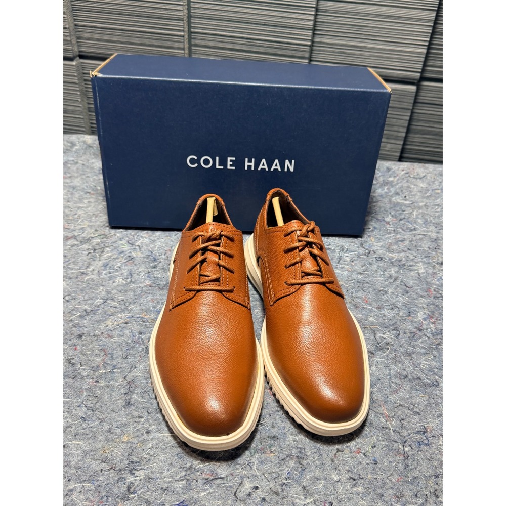 Cole Haan Mens 8M GRAND+ Plain Toe Oxford British Tan Leather Shoes C36935 NEW‎